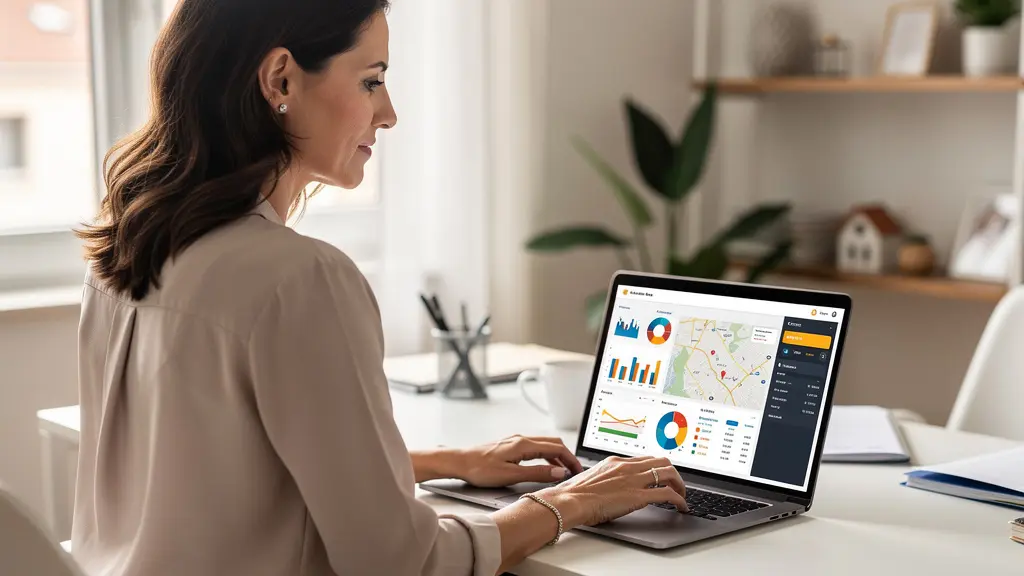 Persona consultando datos de valoración inmobiliaria en ordenador